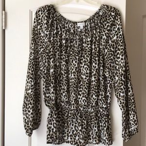 Ellen Tracy Cheetah Print Top Blouse - Size Large